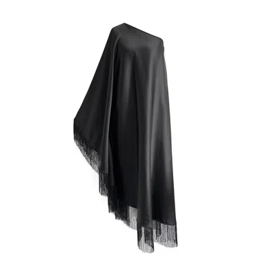 Toma Women's Black Fringe Off Shoulder Summer Glam Maxi Dress