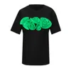 Toma Women's Black / Green Flower Summer Black Cotton T-shirt With Green Central Roses