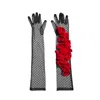 Toma Women's Black / Red Long Romantic Flamenco Polka Dot Lace Black And Red Gloves