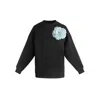 Toma Women's Black Sweatshirt With Top Side Light Blue Sequin Rose In Black