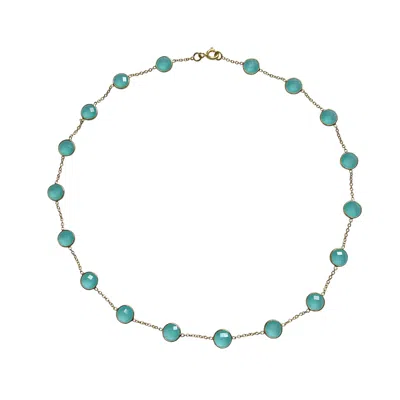 Toma Women's Blue Aqua Chalcedony Stone Necklace