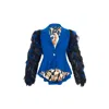 Toma Women's Blue Feather Blazer In Blue