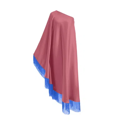 Toma Women's Blue / Pink Blue Fringe Off Shoulder Summer Glam Maxi Dusty Pink Dress