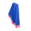 Toma Women's Blue / Pink Neon Pink Fringe Off Shoulder Blue Midi Dress In Blue
