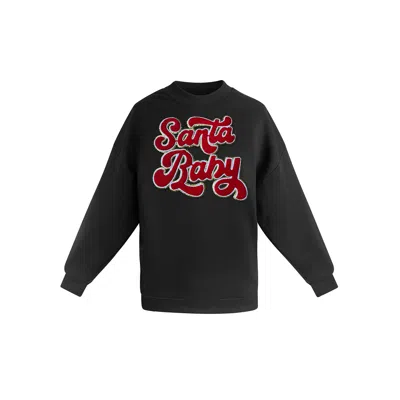 Toma Women's Christmas Black Embroidery Santa Baby Sweatshirt