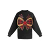 Toma Women's Christmas Black Reindeer Bow Sweatshirt In Black
