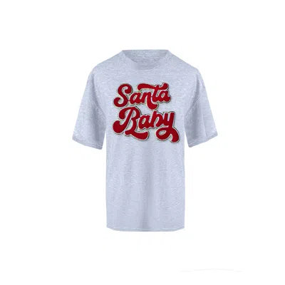 Toma Women's Christmas Grey Embroidery Santa Baby T-shirt In Gray