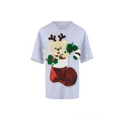 Toma Women's Christmas Grey Reindeer T-shirt In Multi