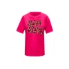 Toma Women's Christmas Pink Embroidery Santa Baby T-shirt In Pink