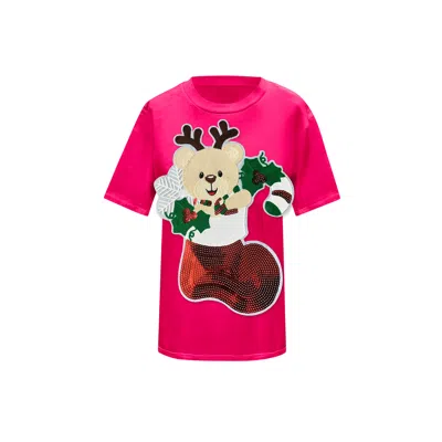 Toma Women's Christmas Pink Reindeer T-shirt