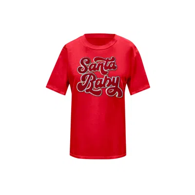 Toma Women's Christmas Red Embroidery Santa Baby T-shirt