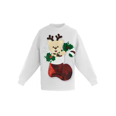 Toma Women's Christmas White Reindeer Sweatshirt
