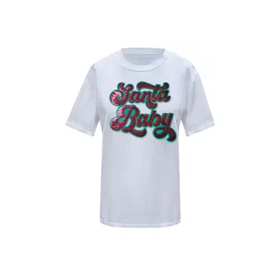 Toma Women's Christmas White Santa Baby T-shirt