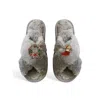 Toma Women's Classic  Faux Fur Open Toe Christmas Grey Slippers In Gray