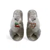 Toma Women's Classic  Faux Fur Open Toe Christmas Heart Grey Slippers In Gray