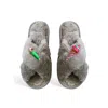 Toma Women's Classic  Faux Fur Open Toe Ice Cream Grey Slippers In Gray