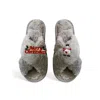Toma Women's Classic  Faux Fur Open Toe Merry Christmas Grey Slippers In Gray