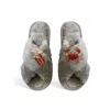 Toma Women's Classic  Faux Fur Open Toe Popcorn And Crab Grey Slippers In Multi