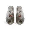 Toma Women's Classic  Faux Fur Open Toe Snowman Grey Slippers In Gold