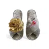 Toma Women's Classic  Open Toe Gold Sequin Flower And Candy Ice Cream Grey Slippers In Gray