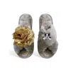 Toma Women's Classic  Open Toe Gold Sequin Flower And Dog Eleven Grey Slippers In Gray