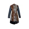Toma Women's Dua Faux Fur Animal Print And Faux Vegan Leather Coat Autumn Winter In Black