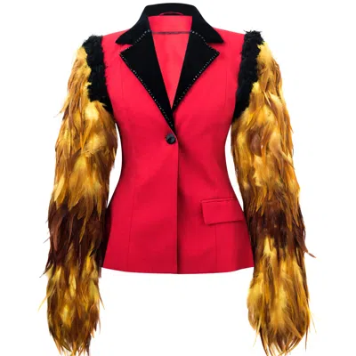 Toma Women's Feather Red Valentine's Day Blazer