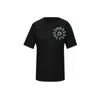 Toma Women's Flower Summer Black Cotton T-shirt With Black Swarovski Crystals In Black