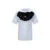 Toma Women's Flower Summer White Cotton T-shirt With Black Central Flowers