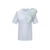 Toma Women's Flower Summer White Cotton T-shirt With White Side Flowers