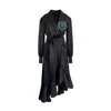 Toma Women's Green / Black Black Clarice Evening Wrap Dress With Green Swarovski Crystals In Black