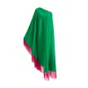 Toma Women's Red / Green Red Fringe Off Shoulder Summer Glam Maxi Green Dress In Multi