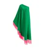 Toma Women's Green / Pink Neon Pink Fringe Off Shoulder Midi Dress In Green