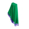 Toma Women's Green / Purple Purple Fringe Off Shoulder Summer Glam Maxi Green Dress In Multi