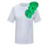 Toma Women's Green / White Flower Summer Black Sided  Green Roses Cotton T-shirt