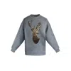 Toma Women's Grey / Gold Gold Reindeer Christmas Sequin Grey Sweatshirt In Gray