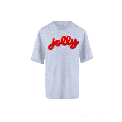TOMA WOMEN'S GREY / RED GREY JOLLY CHRISTMAS COLLECTION T-SHIRT