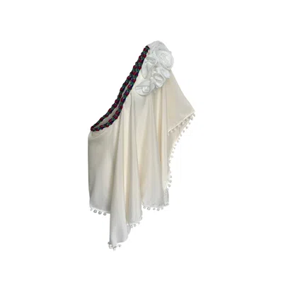 Toma Women's Neutrals Beach Summer Tunic With Handmade White Rose