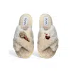 Toma Women's Neutrals Classic  Faux Fur Open Toe Popcorn Beige Slippers In Neutral