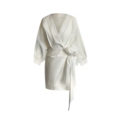 Toma Women's Neutrals Linen Summer Vacation Wrap Party Holiday Wedding Kimono Kaftan Dress In White