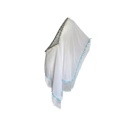 Toma Women's Off Shoulder White Fringe Beach Tunic