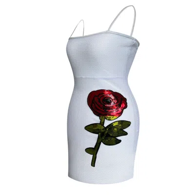Toma Women's Party Beach Mini Fun White Flirty Mesh Flower Dress