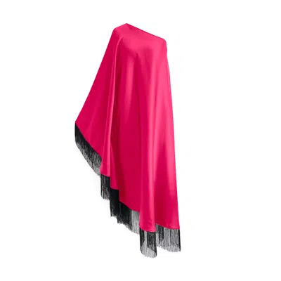 Toma Women's Pink / Black Black Fringe Off Shoulder Pink Summer Glam Maxi Dress