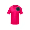 Toma Women's Pink / Black Pink Cotton T-shirt With Black Side Sequin Rose In Pink