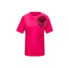 Toma Women's Pink Cotton T-shirt With Pink Side Sequin Rose In Pink