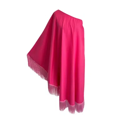 Toma Women's Pink Fringe Off Shoulder Summer Glam Maxi Dress