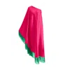 Toma Women's Pink / Green Green Fringe Off Shoulder Fuchsia Pink Glam Maxi Dress In Multi