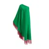 Toma Women's Red / Green Red Fringe Off Shoulder Summer Glam Maxi Green Dress In Multi