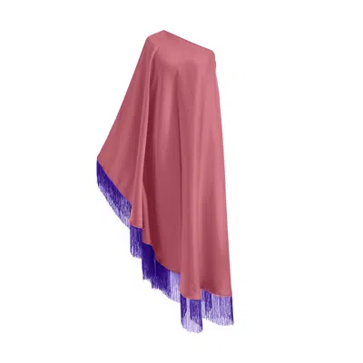 Toma Women's Pink / Purple Purple Fringe Off Shoulder Dusty Pink Glam Maxi Dress In Multi