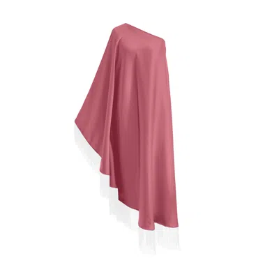 Toma Women's Pink / White White Fringe Off Shoulder Powder Pink Midi Dress